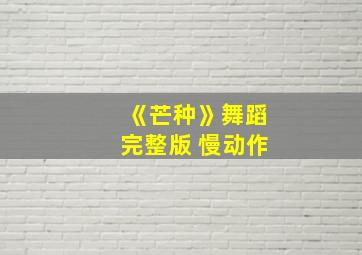 《芒种》舞蹈完整版 慢动作